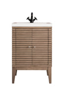 James Martin Linden 24" Dual Mount Single Bathroom Vanity, Whitewashed Walnut