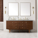 James Martin Amberly 72" Dual Mount Double Bathroom Vanity, Mid-Century Walnut