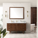 James Martin Amberly 60" Dual Mount Single Bathroom Vanity, Mid-Century Walnut
