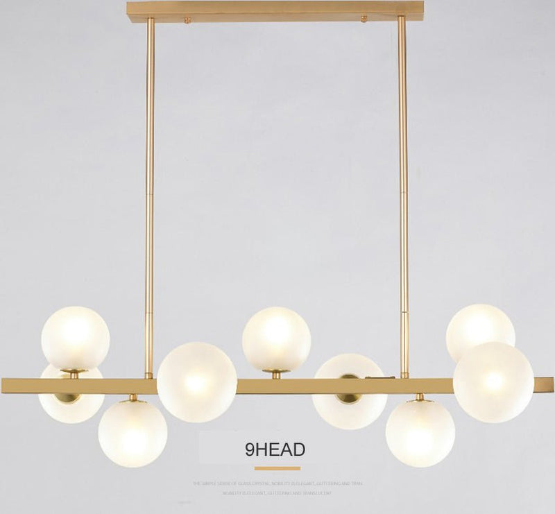 Modern Light Luxury Chandelier with Horizontal Pipe Suspension for Kitchen
