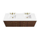 James Martin Amberly 72" Dual Mount Double Bathroom Vanity, Mid-Century Walnut