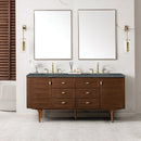 James Martin Amberly 72" Dual Mount Double Bathroom Vanity, Mid-Century Walnut
