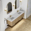 James Martin Allamari 72" Floating Double Bathroom Vanity, Dune Mist