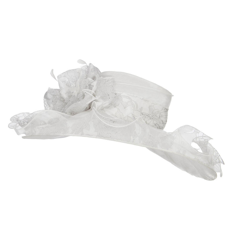 Floral Ruffle Brim Organza Hat