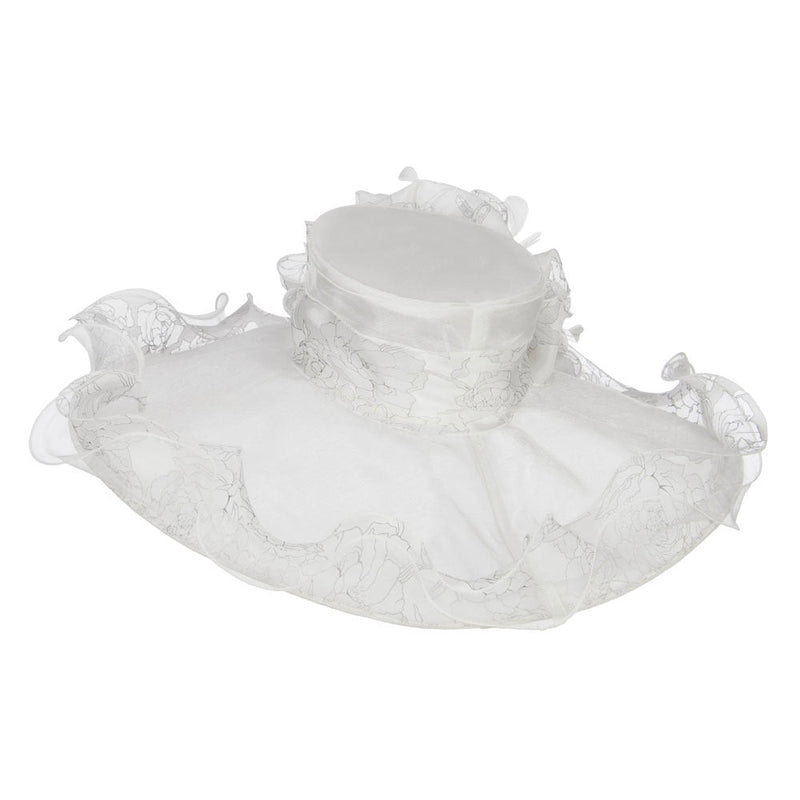Floral Ruffle Brim Organza Hat