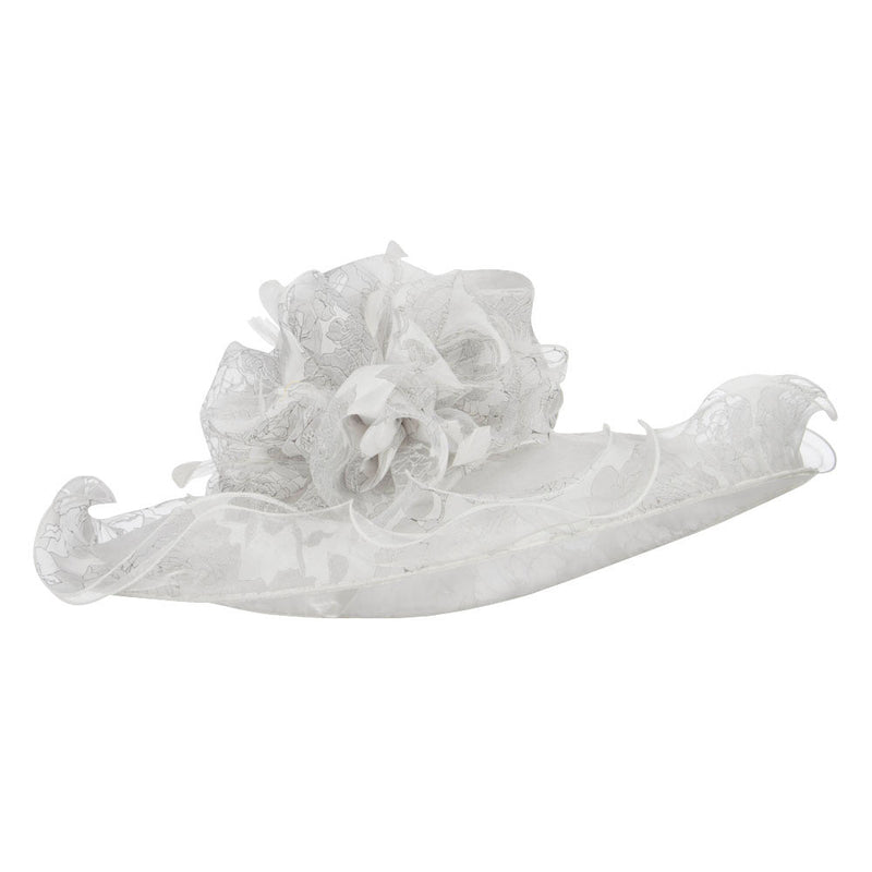 Floral Ruffle Brim Organza Hat
