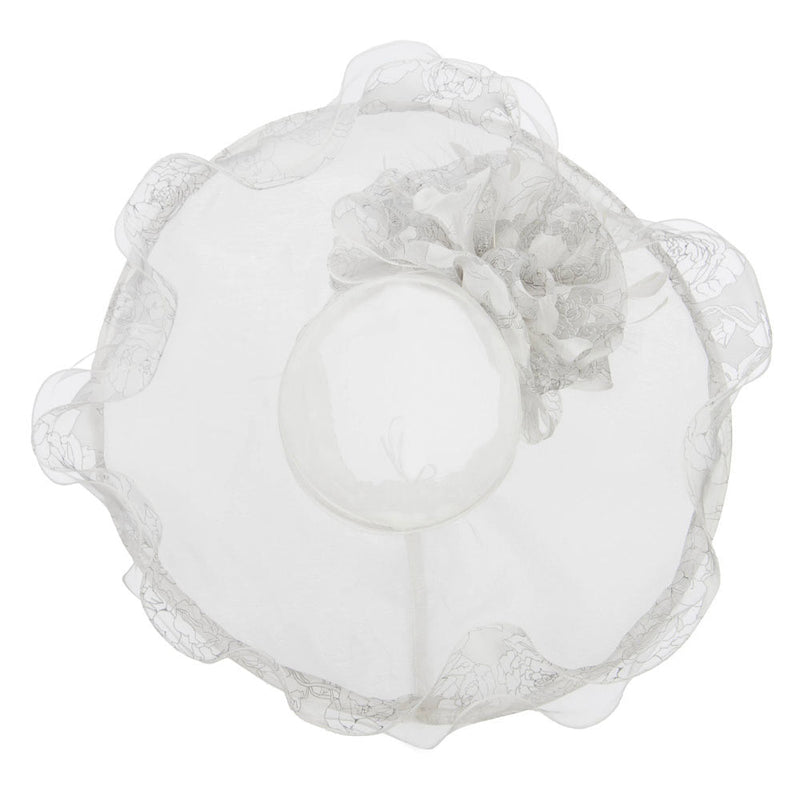 Floral Ruffle Brim Organza Hat