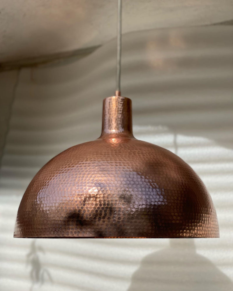 Aged Copper Hammered Dome Pendant Light Island Lighting - Zorva