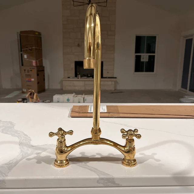 Unlacquered Solid Brass Kitchen Faucet With Sprayer