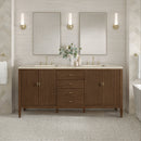 James Martin Myrrin 72" Double Bathroom Vanity, Mid-Century Walnut