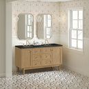 James Martin Laurent 60" Dual Mount Double Bathroom Vanity, Light Natural Oak