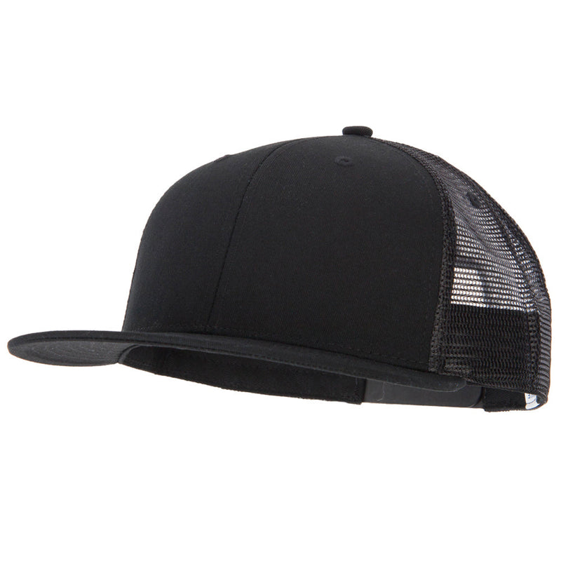 Big Size Cotton Twill Mesh Premium Flat Bill Plastic Snap Cap