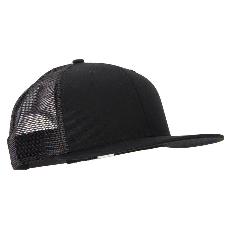 Big Size Cotton Twill Mesh Premium Flat Bill Plastic Snap Cap