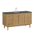 James Martin Laurent 60" Dual Mount Single Bathroom Vanity, Light Natural Oak