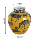 GobekUsa Zebra Yellow Vase with Artificial Flowers for Desk Decoration