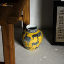GobekUsa Zebra Yellow Vase with Artificial Flowers for Desk Decoration