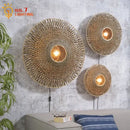 GobekUsa Bamboo Weaving Wall Lamp LED E27 Zen Art Decor for Study Tea Living Room