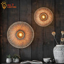 GobekUsa Bamboo Weaving Wall Lamp LED E27 Zen Art Decor for Study Tea Living Room