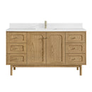 James Martin Laurent 60" Dual Mount Single Bathroom Vanity, Light Natural Oak