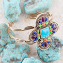 Zion Blue Turquoise Multi-Stone Golden Cuff Bracelet