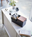 Makeup Organizer with Mirror - Steel + Wood by Yamazaki Home