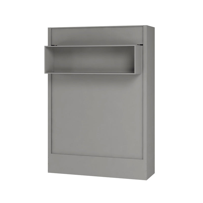 Easy-Lift Full Murphy Wall Bed in Grey with Shelf
