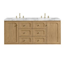 James Martin Laurent 60" Dual Mount Double Bathroom Vanity, Light Natural Oak