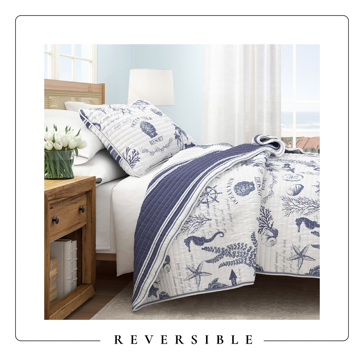 Coastal Printed Cotton Quilt Set - Calypso Collection, photo 5 of 6