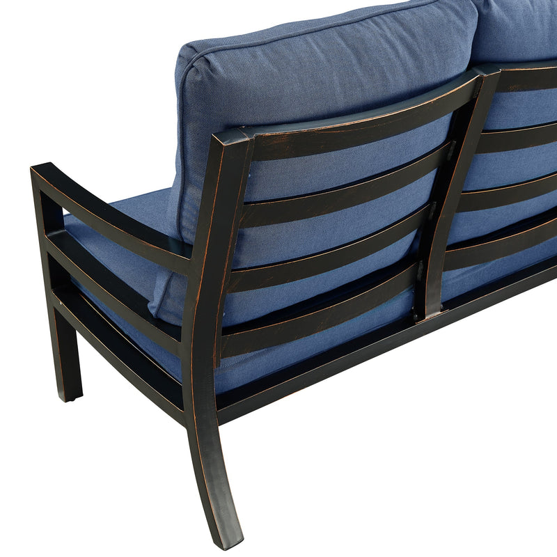 Black Aluminum Deep Seating Loveseat with Cushions