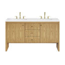 James Martin Hudson 60" Double Bathroom Vanity, Light Natural Oak