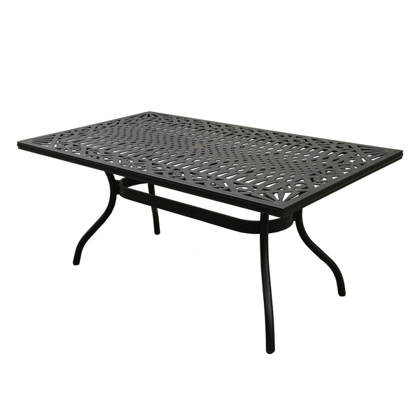Outdoor Aluminum 7pc Black Rectangular Patio Dining Set and Six Chairs, photo 2 of 8