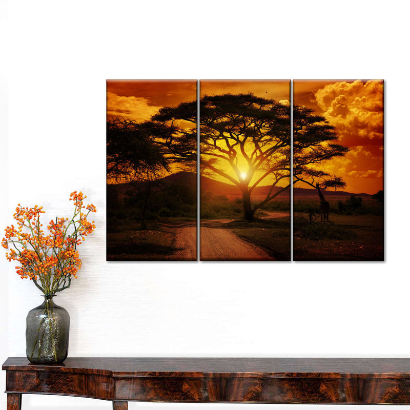 Serengeti Park Sunset Silhouette Wall Art