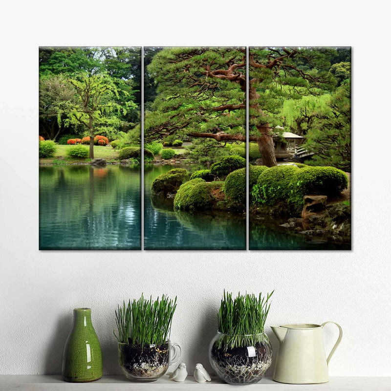 Zen Lakeside Bonsai Trees Wall Art