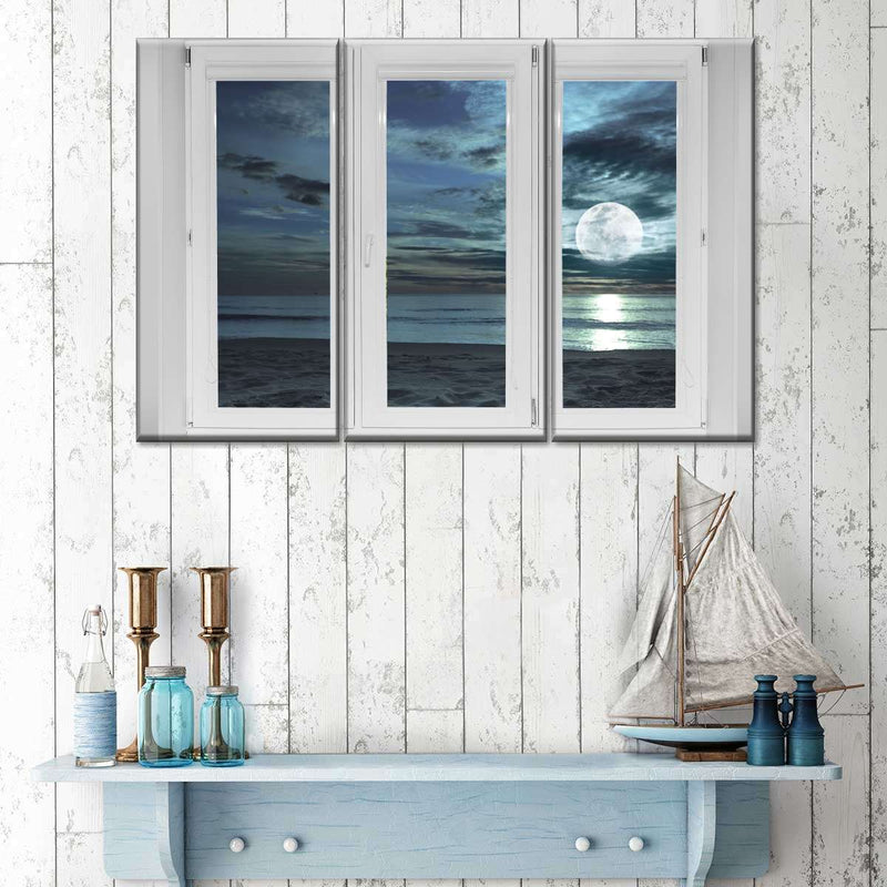 Window To Moonlit Beach Wall Art