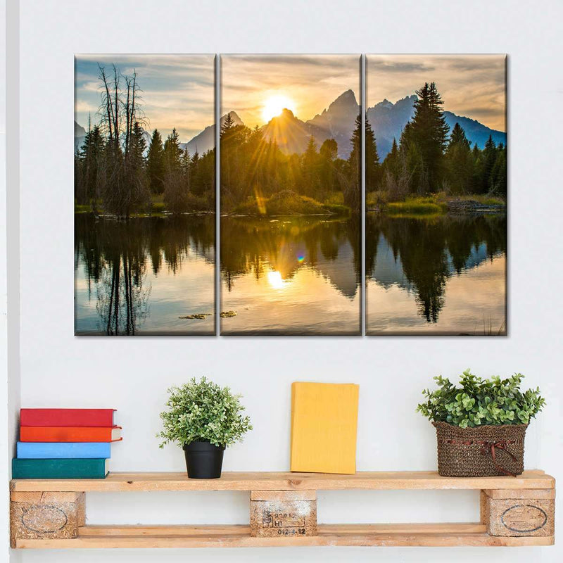 Grand Teton Dramatic Sunset Wall Art