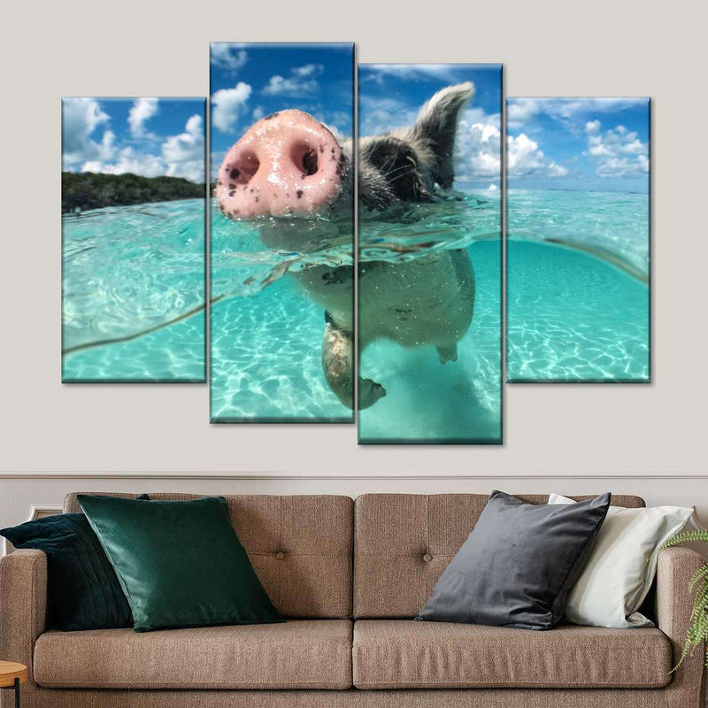 Swimming Pig Wall Art