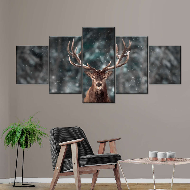 Snowy Noble Deer Wall Art