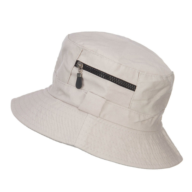 Zip Pocket Cotton Bucket Hat