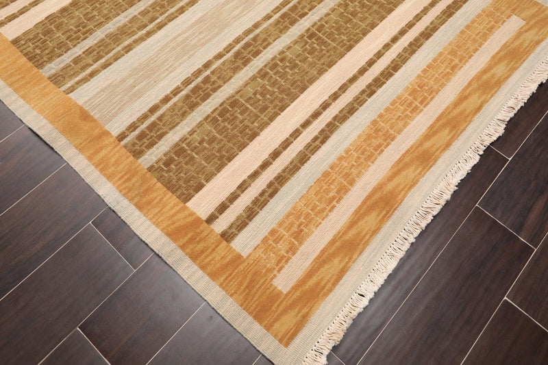 3'10" x 5'10" Hand Knotted Wool High Low Pile Area Rug Beige