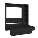 Easy-Lift Full Murphy Wall Bed in Black with Bookshelf