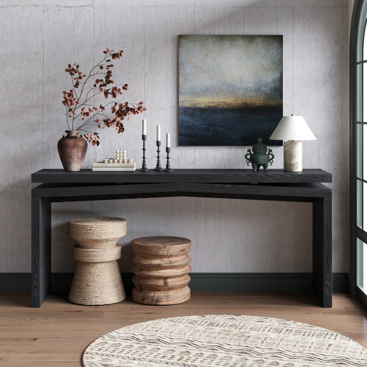 65-Inch Rustic Solid Wood Veneer Console Table, photo 2 of 11