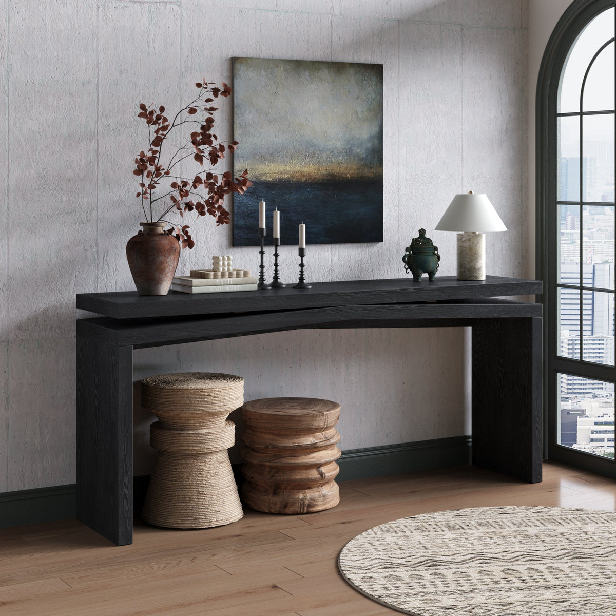 65-Inch Rustic Solid Wood Veneer Console Table, photo 3 of 11