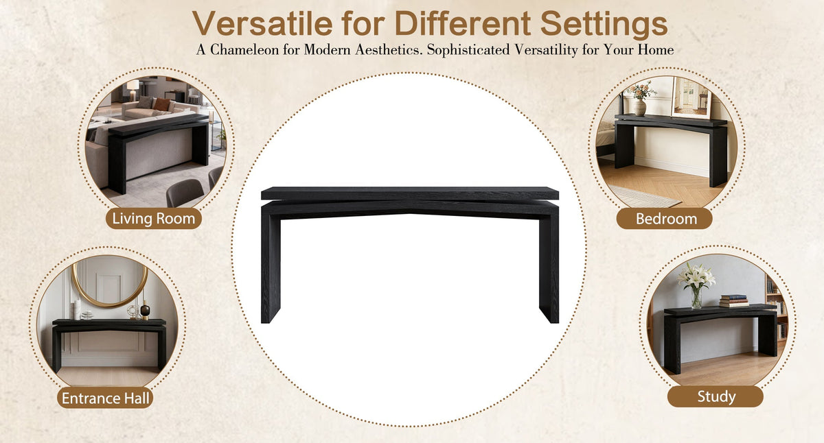 65-Inch Rustic Solid Wood Veneer Console Table, photo 7 of 11