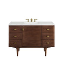James Martin Amberly 48" Dual Mount Single Bathroom Vanity, Mid-Century Walnut