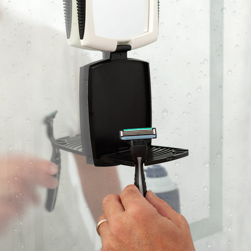 Shower Mirror for Travel with Tray Organizer & Suction Cup