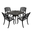 Outdoor Aluminum 5pc Square Black Patio Dining Set with Four Chairs