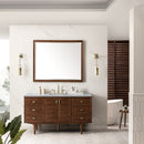 James Martin Amberly 60" Dual Mount Single Bathroom Vanity, Mid-Century Walnut