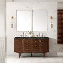 James Martin Amberly 60" Dual Mount Double Bathroom Vanity, Mid-Century Walnut