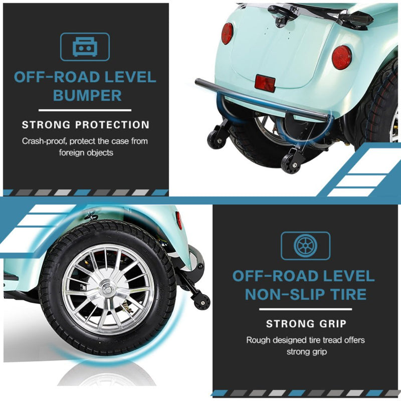 Zvg Heavy-Duty 800W 60V/20AH Four Wheel All-Terrain Travel Mobility Scooter For Adults And Seniors, 500LB (SAK97156)