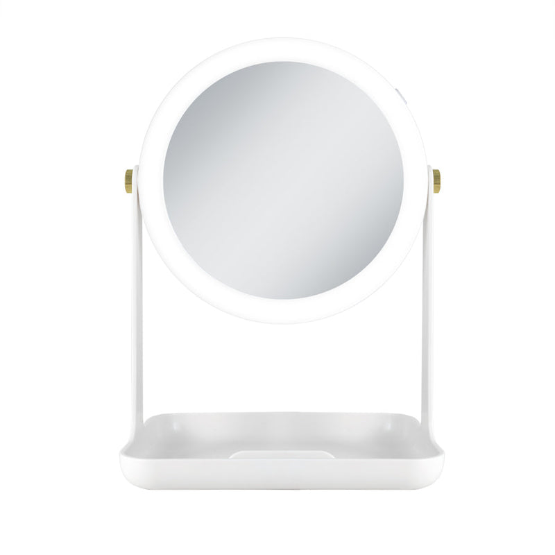 Back-to-School Lighted Makeup Mirror with Accessory Tray & Phone Holder
